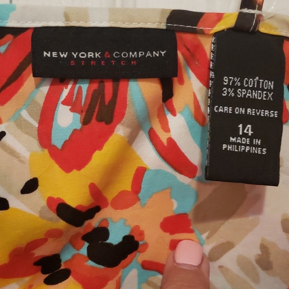 NY & CO. Orange,Blue,White Floral Sundress,Size 14 - Picture 3 of 7